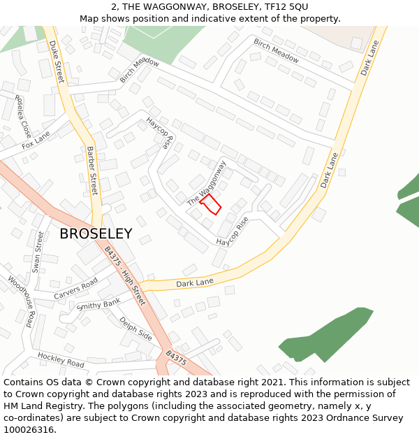 2, THE WAGGONWAY, BROSELEY, TF12 5QU: Location map and indicative extent of plot