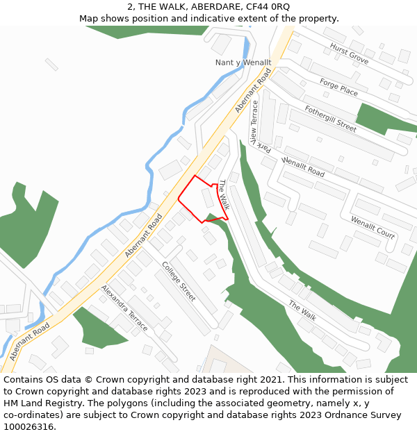 2, THE WALK, ABERDARE, CF44 0RQ: Location map and indicative extent of plot