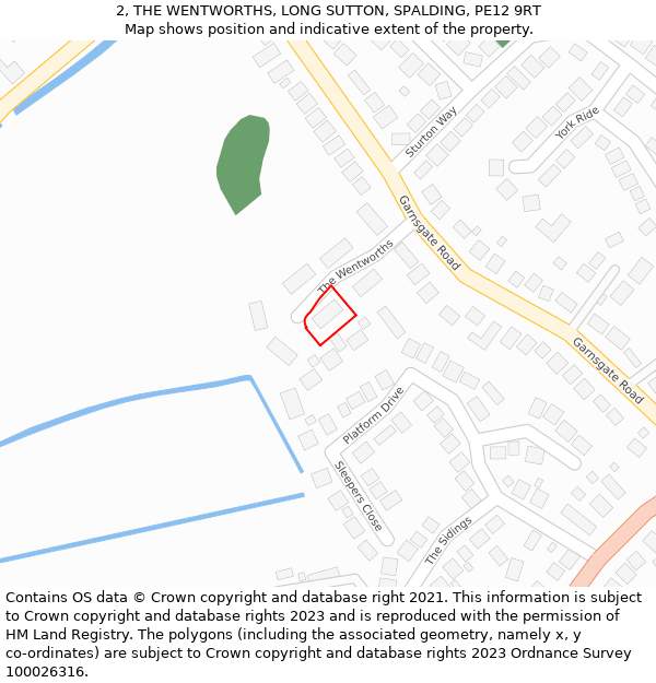 2, THE WENTWORTHS, LONG SUTTON, SPALDING, PE12 9RT: Location map and indicative extent of plot