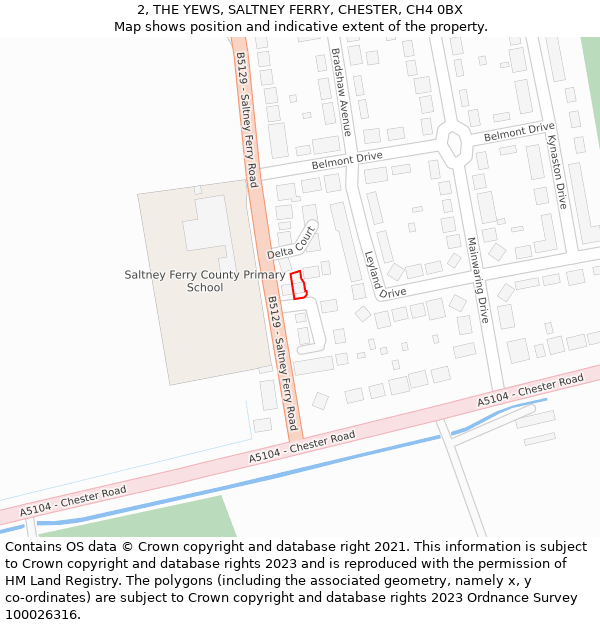 2, THE YEWS, SALTNEY FERRY, CHESTER, CH4 0BX: Location map and indicative extent of plot