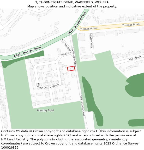 2, THORNESGATE DRIVE, WAKEFIELD, WF2 8ZA: Location map and indicative extent of plot