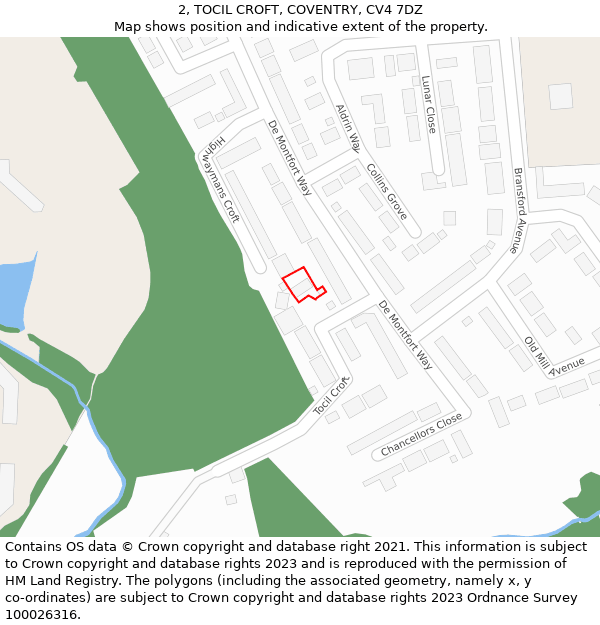 2, TOCIL CROFT, COVENTRY, CV4 7DZ: Location map and indicative extent of plot