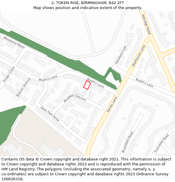 2, TOKEN RISE, BIRMINGHAM, B42 2FT: Location map and indicative extent of plot