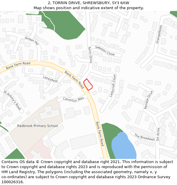 2, TORRIN DRIVE, SHREWSBURY, SY3 6AW: Location map and indicative extent of plot