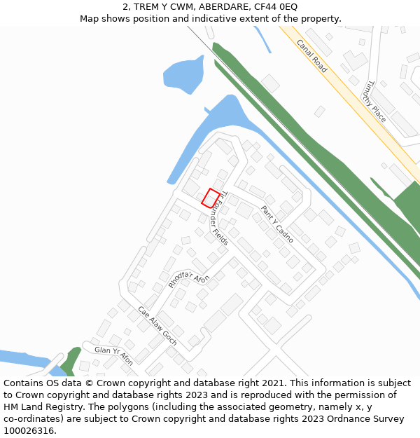 2, TREM Y CWM, ABERDARE, CF44 0EQ: Location map and indicative extent of plot