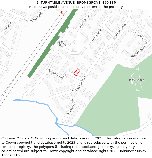2, TURNTABLE AVENUE, BROMSGROVE, B60 3SP: Location map and indicative extent of plot