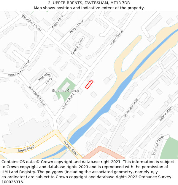 2, UPPER BRENTS, FAVERSHAM, ME13 7DR: Location map and indicative extent of plot