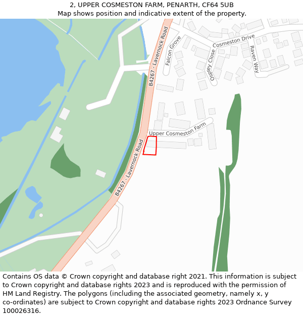 2, UPPER COSMESTON FARM, PENARTH, CF64 5UB: Location map and indicative extent of plot