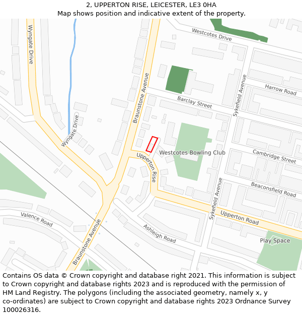 2, UPPERTON RISE, LEICESTER, LE3 0HA: Location map and indicative extent of plot