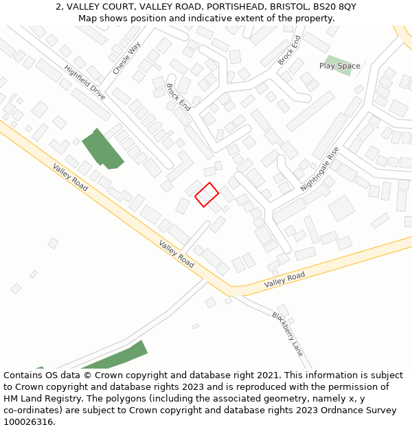 2, VALLEY COURT, VALLEY ROAD, PORTISHEAD, BRISTOL, BS20 8QY: Location map and indicative extent of plot