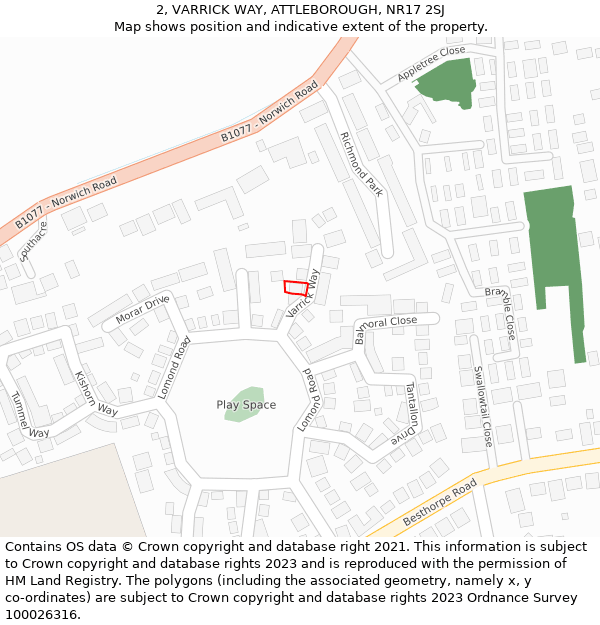 2, VARRICK WAY, ATTLEBOROUGH, NR17 2SJ: Location map and indicative extent of plot