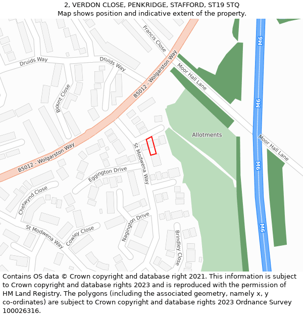 2, VERDON CLOSE, PENKRIDGE, STAFFORD, ST19 5TQ: Location map and indicative extent of plot