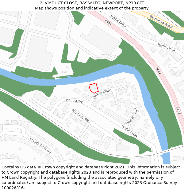 2, VIADUCT CLOSE, BASSALEG, NEWPORT, NP10 8FT: Location map and indicative extent of plot