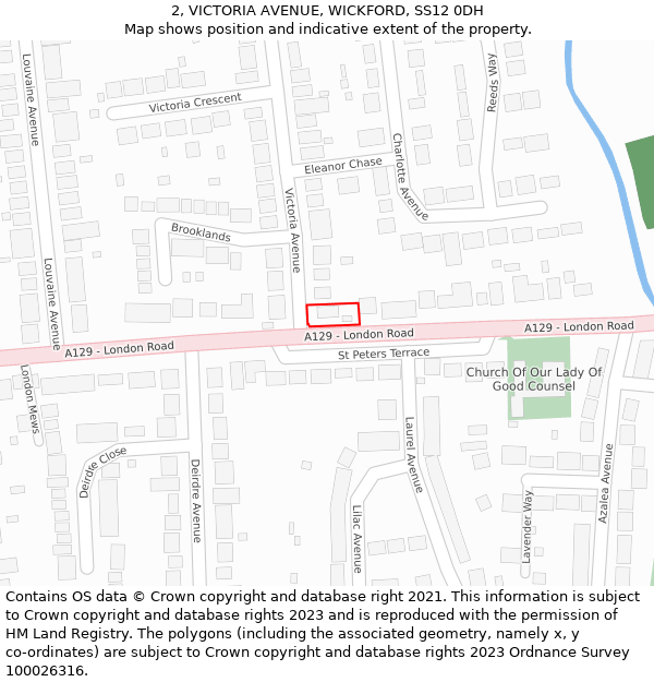 2, VICTORIA AVENUE, WICKFORD, SS12 0DH: Location map and indicative extent of plot