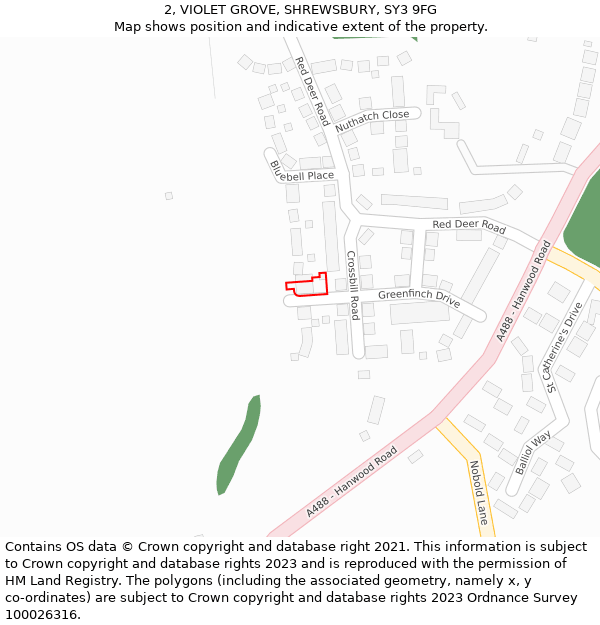 2, VIOLET GROVE, SHREWSBURY, SY3 9FG: Location map and indicative extent of plot