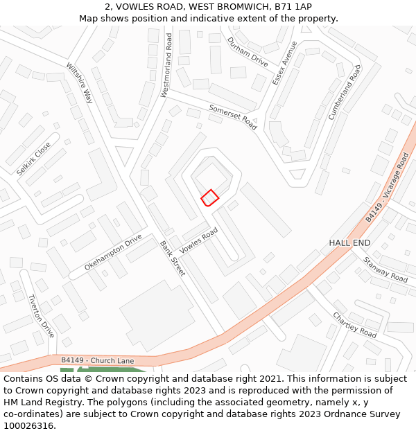 2, VOWLES ROAD, WEST BROMWICH, B71 1AP: Location map and indicative extent of plot