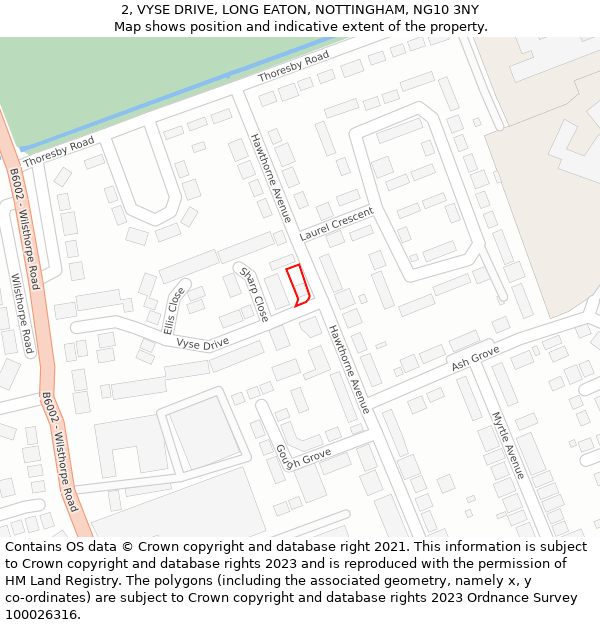2, VYSE DRIVE, LONG EATON, NOTTINGHAM, NG10 3NY: Location map and indicative extent of plot