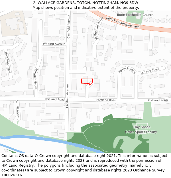 2, WALLACE GARDENS, TOTON, NOTTINGHAM, NG9 6DW: Location map and indicative extent of plot