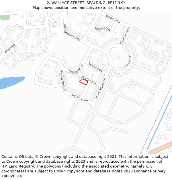 2, WALLACE STREET, SPALDING, PE11 1XY: Location map and indicative extent of plot