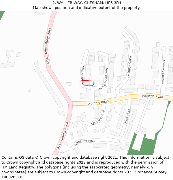 2, WALLER WAY, CHESHAM, HP5 3FH: Location map and indicative extent of plot