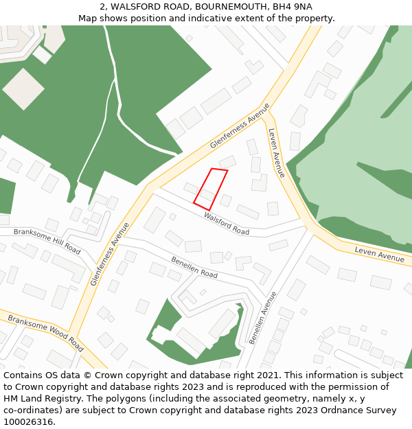 2, WALSFORD ROAD, BOURNEMOUTH, BH4 9NA: Location map and indicative extent of plot