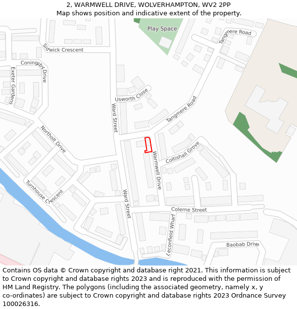 2, WARMWELL DRIVE, WOLVERHAMPTON, WV2 2PP: Location map and indicative extent of plot