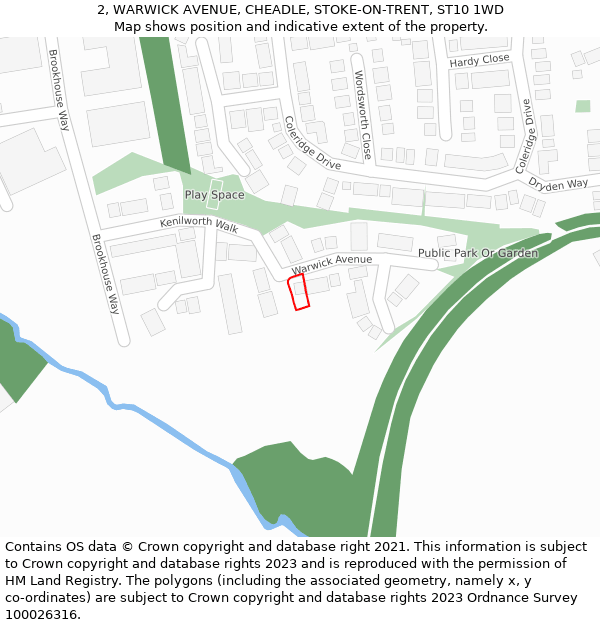 2, WARWICK AVENUE, CHEADLE, STOKE-ON-TRENT, ST10 1WD: Location map and indicative extent of plot
