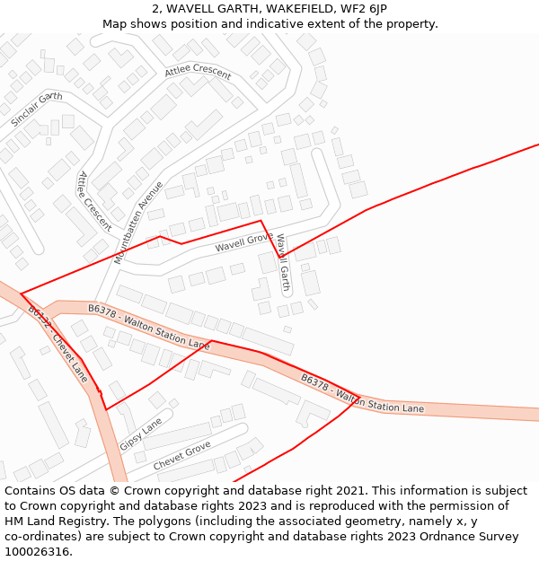 2, WAVELL GARTH, WAKEFIELD, WF2 6JP: Location map and indicative extent of plot