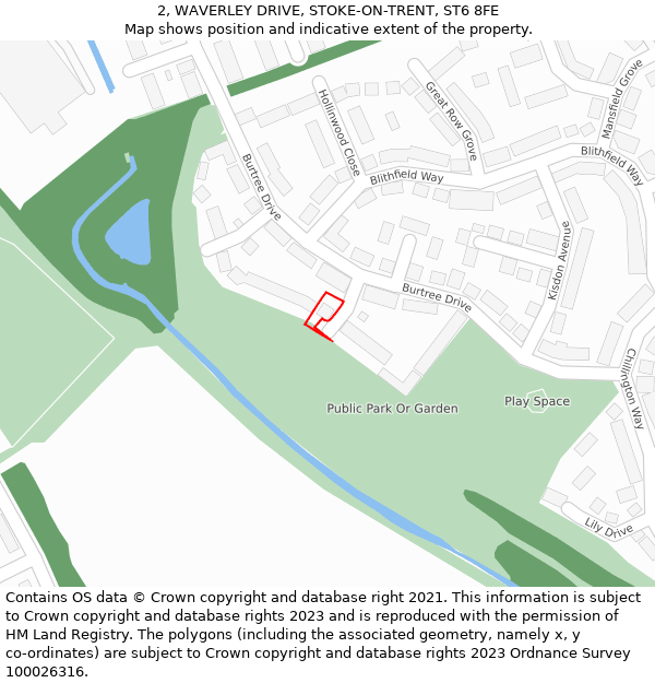 2, WAVERLEY DRIVE, STOKE-ON-TRENT, ST6 8FE: Location map and indicative extent of plot