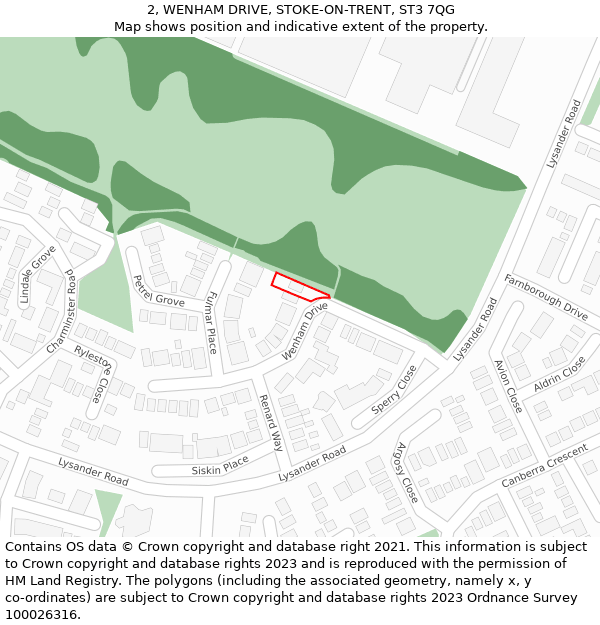2, WENHAM DRIVE, STOKE-ON-TRENT, ST3 7QG: Location map and indicative extent of plot