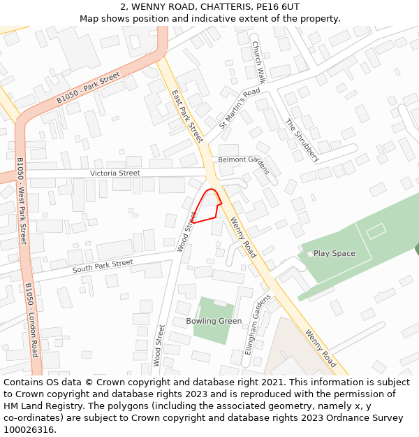 2, WENNY ROAD, CHATTERIS, PE16 6UT: Location map and indicative extent of plot