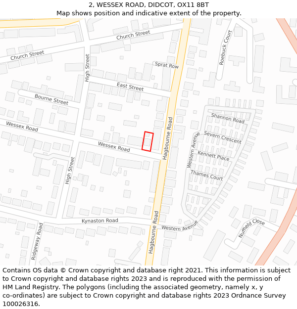 2, WESSEX ROAD, DIDCOT, OX11 8BT: Location map and indicative extent of plot