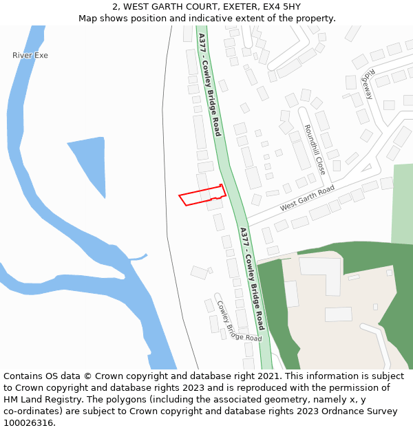 2, WEST GARTH COURT, EXETER, EX4 5HY: Location map and indicative extent of plot