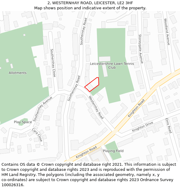 2, WESTERNHAY ROAD, LEICESTER, LE2 3HF: Location map and indicative extent of plot