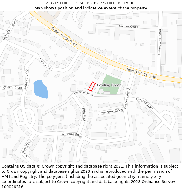 2, WESTHILL CLOSE, BURGESS HILL, RH15 9EF: Location map and indicative extent of plot