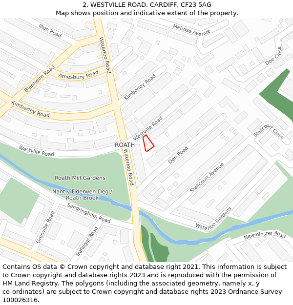 2, WESTVILLE ROAD, CARDIFF, CF23 5AG: Location map and indicative extent of plot