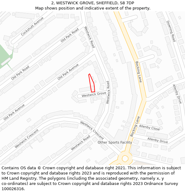 2, WESTWICK GROVE, SHEFFIELD, S8 7DP: Location map and indicative extent of plot