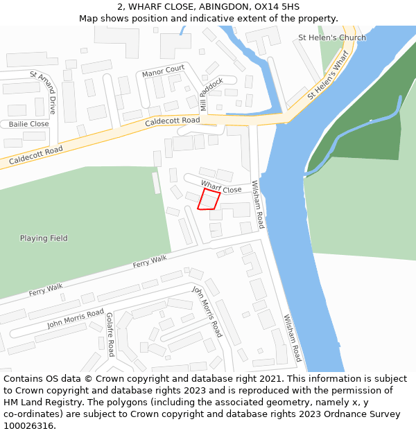2, WHARF CLOSE, ABINGDON, OX14 5HS: Location map and indicative extent of plot