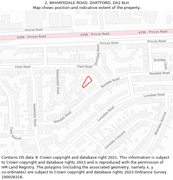 2, WHARFEDALE ROAD, DARTFORD, DA2 6LH: Location map and indicative extent of plot