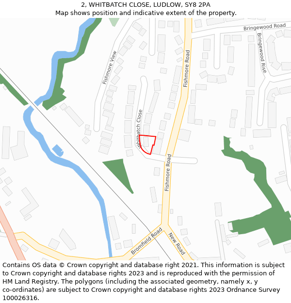 2, WHITBATCH CLOSE, LUDLOW, SY8 2PA: Location map and indicative extent of plot