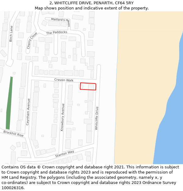 2, WHITCLIFFE DRIVE, PENARTH, CF64 5RY: Location map and indicative extent of plot