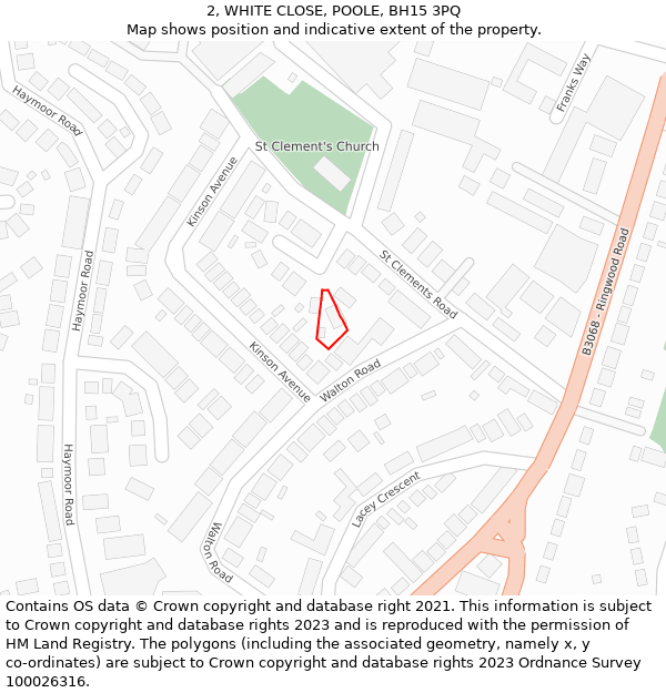 2, WHITE CLOSE, POOLE, BH15 3PQ: Location map and indicative extent of plot