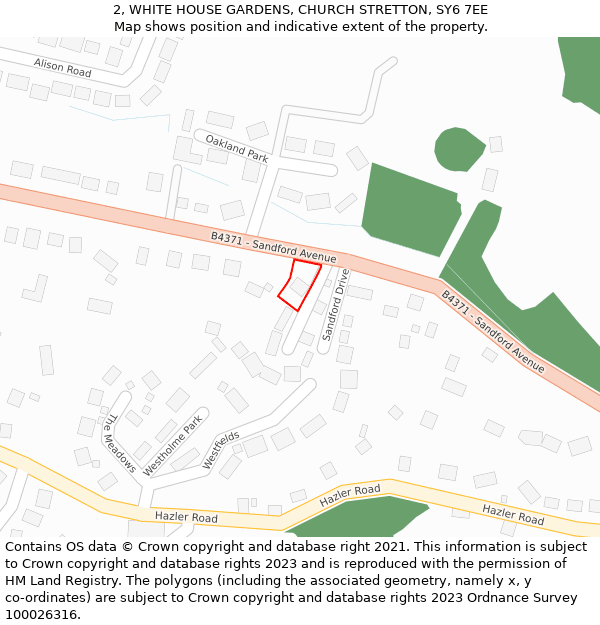 2, WHITE HOUSE GARDENS, CHURCH STRETTON, SY6 7EE: Location map and indicative extent of plot