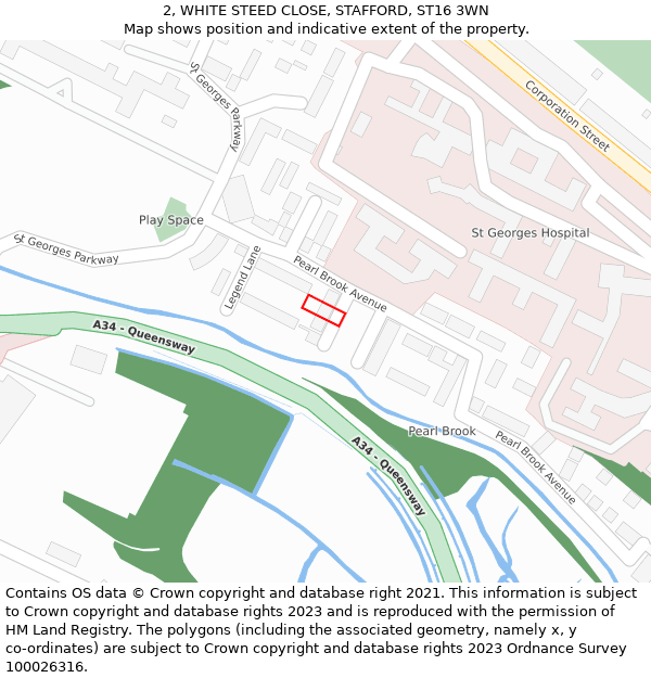 2, WHITE STEED CLOSE, STAFFORD, ST16 3WN: Location map and indicative extent of plot