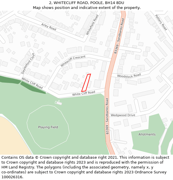 2, WHITECLIFF ROAD, POOLE, BH14 8DU: Location map and indicative extent of plot