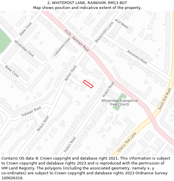 2, WHITEPOST LANE, RAINHAM, RM13 8GT: Location map and indicative extent of plot