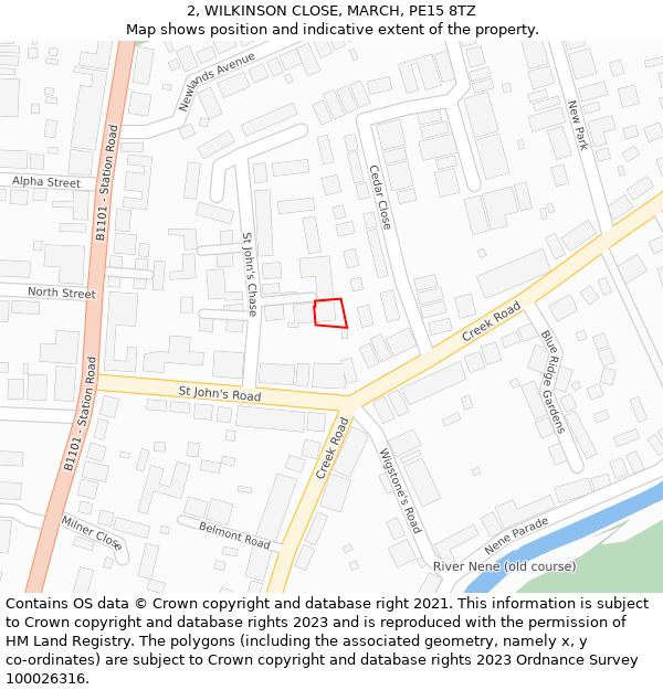 2, WILKINSON CLOSE, MARCH, PE15 8TZ: Location map and indicative extent of plot