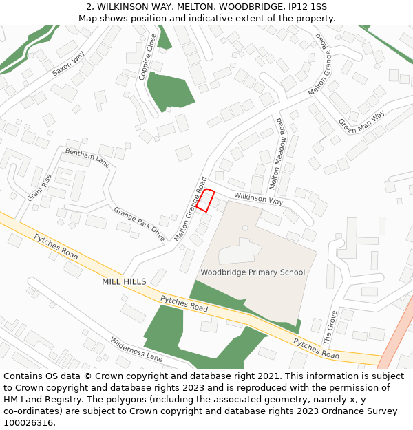 2, WILKINSON WAY, MELTON, WOODBRIDGE, IP12 1SS: Location map and indicative extent of plot