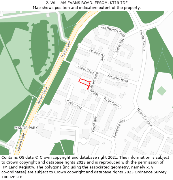 2, WILLIAM EVANS ROAD, EPSOM, KT19 7DF: Location map and indicative extent of plot