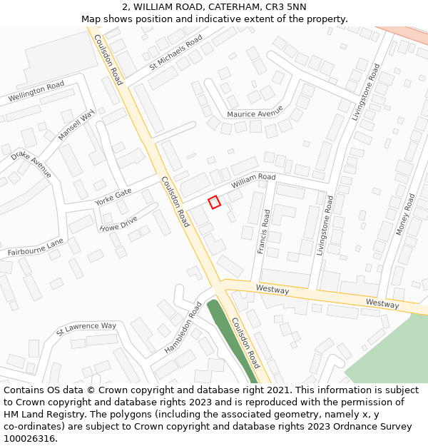 2, WILLIAM ROAD, CATERHAM, CR3 5NN: Location map and indicative extent of plot